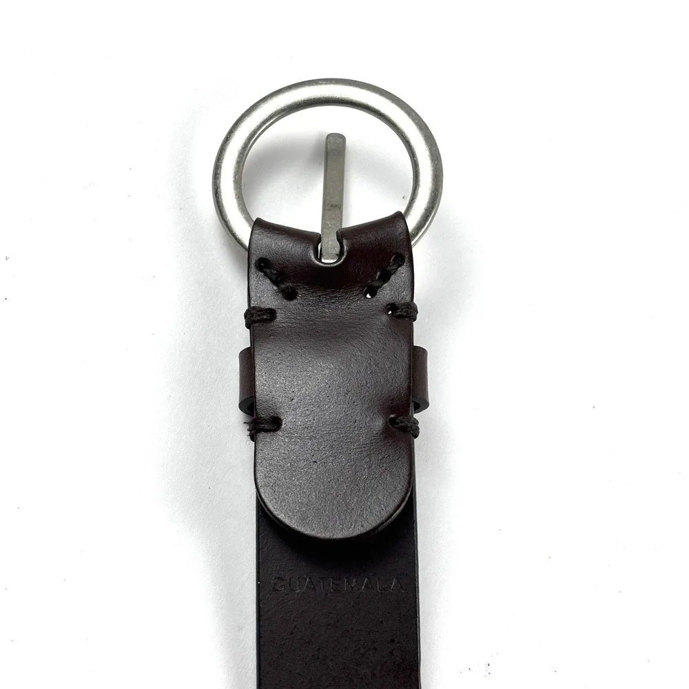 Bonded Leather O-Ring Mens Buckle Belt XL Dark Brown Minimalist Classic Neutral